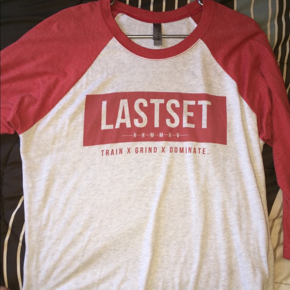 Last set Henley t shirt red and white large